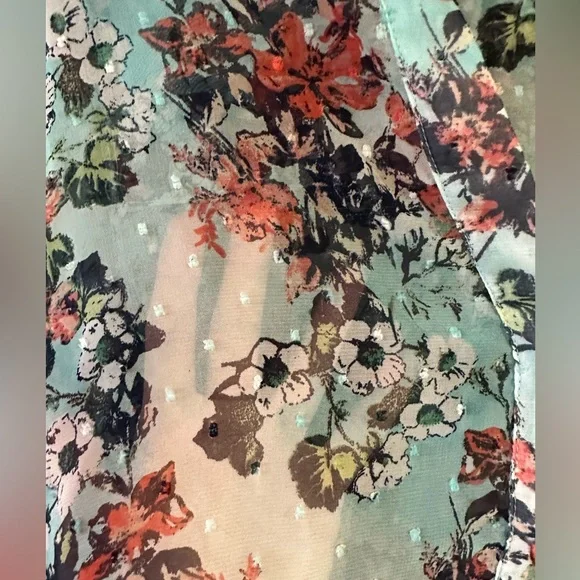 Kut From The Kloth Episkey Henley Chiffon Blouse Small - Picture 6 of 9